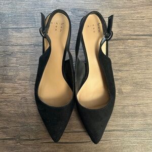 *A NEW DAY* Black x Tan Suede Slingback Heels Size 8